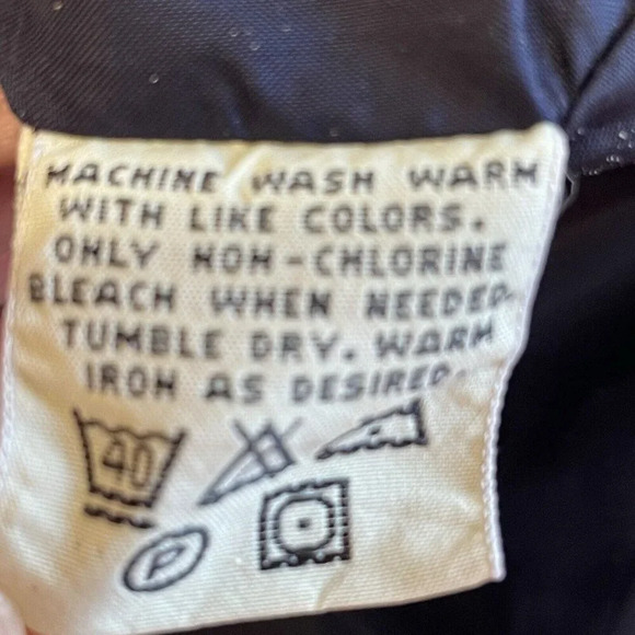 Eddie Bauer Mens S Jacket Red Canvas Coat Navy Lined Full Zipper & Snap Closure - Picture 7 of 12